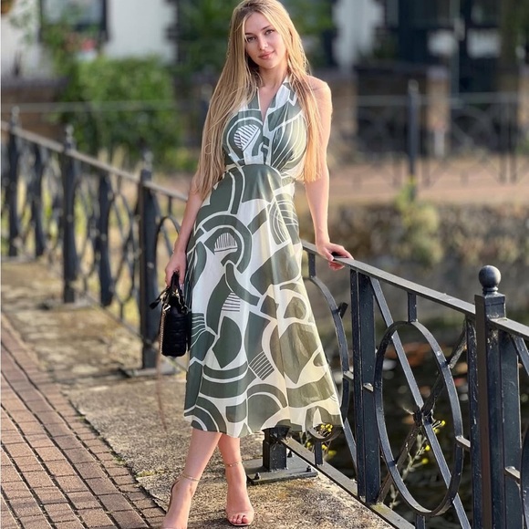 Zara NWT printed halter dress 2183/247 - Picture 9 of 11